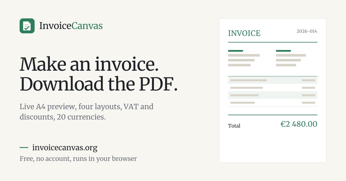 InvoiceCanvas — invoice generator with PDF export